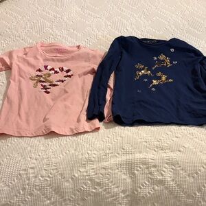 Crewcuts Pink Heart and Blue Star Long Sleeve Tees